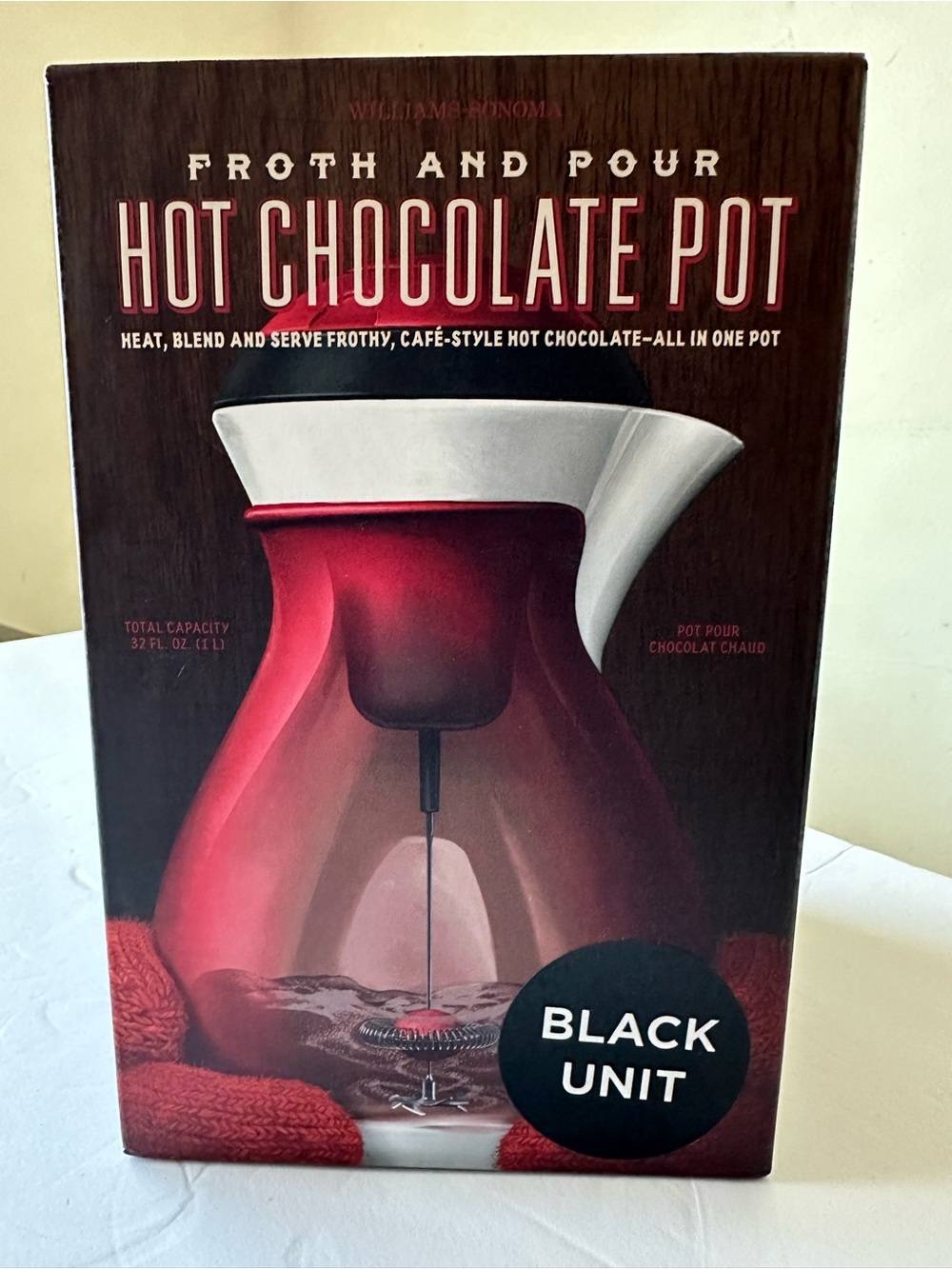 Williams Sonoma Red and White Froth-and-Pour Hot Chocolate Pot